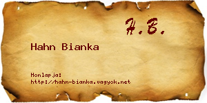 Hahn Bianka névjegykártya